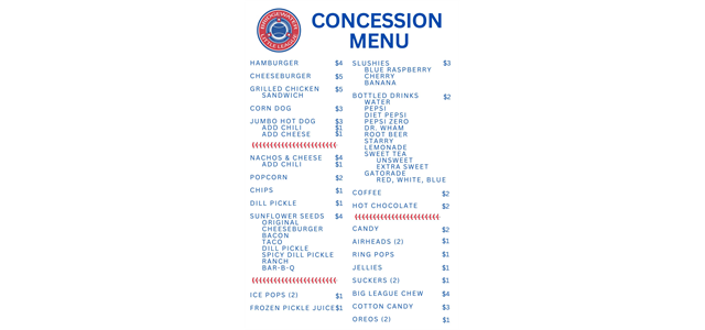 Concessions Menu
